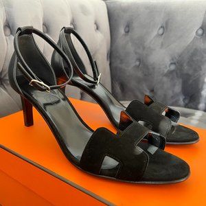 Hermes Premiere Velvet Suede Goatskin Women's Sandals